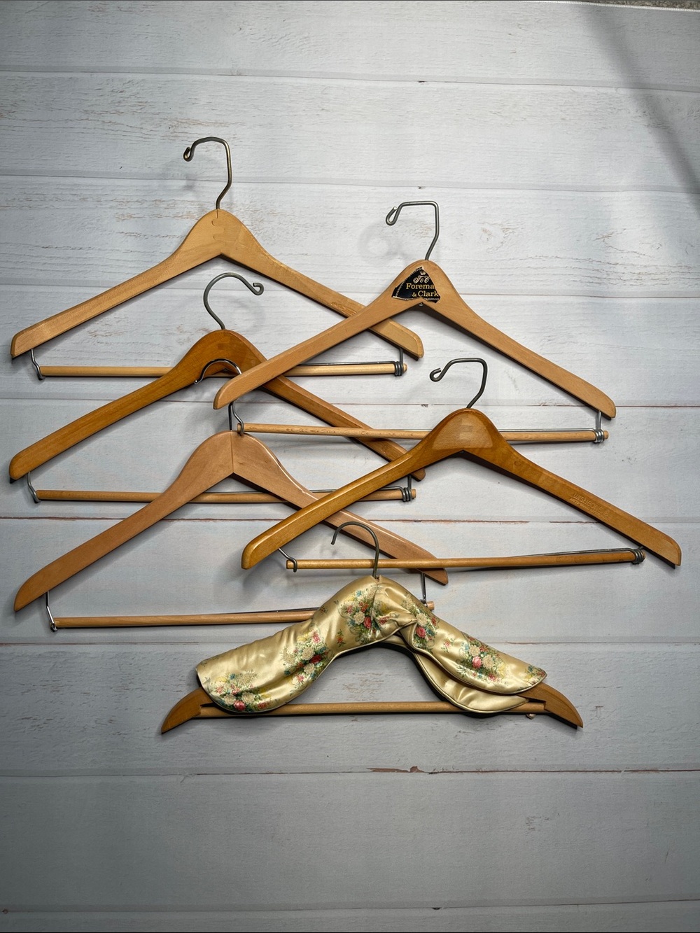 Vintage Wooden Hangers Bundle Of 6 Clothing Hanger Closet Organization Pants
